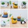 Cute Animal Flowerpot Cartoon Zebra Sheep Cow Head Mini Pot Succulents Plants Bonsai Micro Landscape Potted Home Decoration