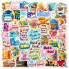 50 Text Decorative Stickers In School Season English Love To School Graffiti Stickers DIY Suitcase Notebook