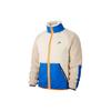 Color Block Casual Stand Collar Fleece Jacket Men Jacket White Blue BV3720-133