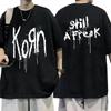 Korn Music Concert WORLD TOUR T Shirt Men's Vintage Metal Gothic Oversized T-shirt Streetwear Short Sleeve T Shirts