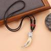 Retro Woven Dog Tooth Necklace Men's and Women's Long Niche Personalized Wolf Tooth Pendant Pendant Sweater Chain Accessories