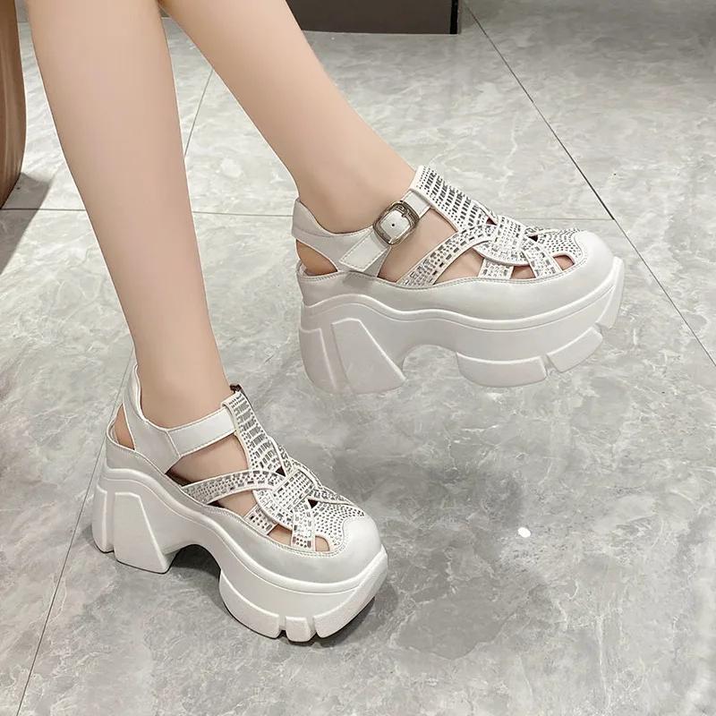 Fashion Dad Sandals Women's 2024 Summer New Platform Shoes Water Diamond Sports Roman Sandals Soft Sole Outdoor Casual Shoes Sandal