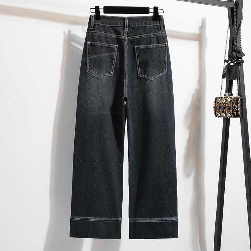 Dimanaf 2025 Plus Size Women Spring Jeans Long Harem Pants Casual High Waist Elastic Basic Trousers Blue