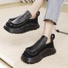 Vintage Flat Platform Shoes Women Handmade Round Toe Solid Color Comfortable Thick Sole Slip-on Shoes