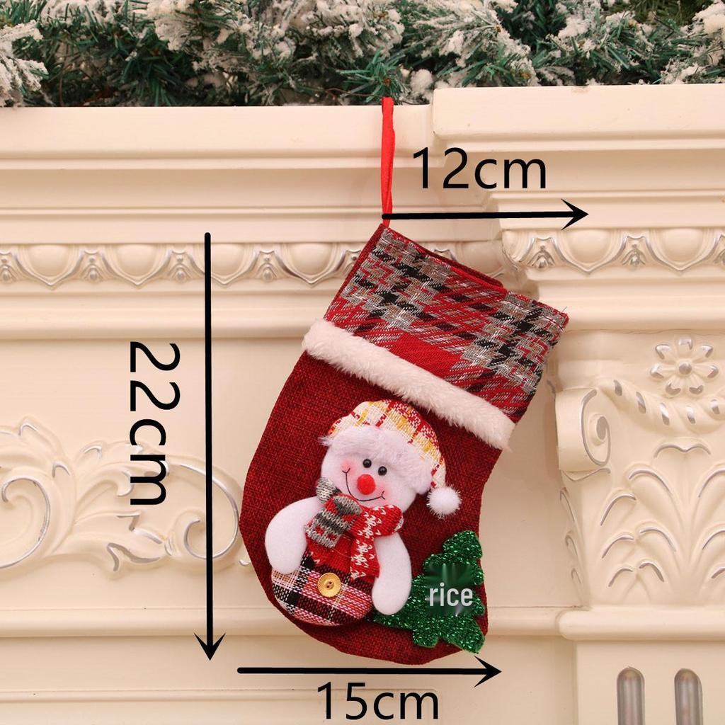Plaid Medium Christmas Stocking - Festive Socks & Candy Bag for Tree Ornaments