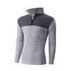 Men's And Women's Casual Color-blocked Stand-up Collar Long-sleeved T-shirt, Men's Sporty Breathable Half-zipper Top