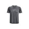 Velocity Logo Print Round Neck Training T-Shirt Men Tops Gray 1377141-012