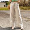 Women's Fashion Casual Solid Color Print Middle Waistline Trousers Pants & Capris