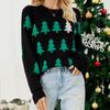 GMXIA Women's Fall Winter Pullover Jacquard Christmas Tree Knitwear Long Sleeve Red Christmas Sweater