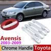 For Toyota Avensis T250 T25 2003~2009 Chrome Door Handle Cover Car Accessories Stickers Trim Set 2004 2005 2006 2007