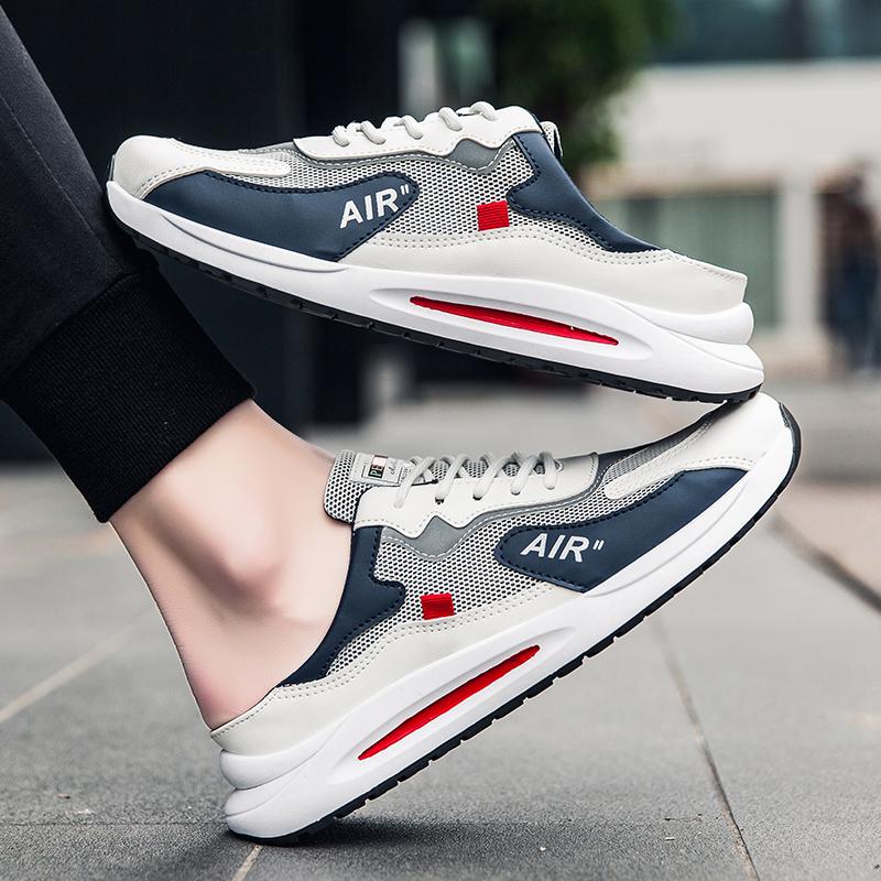 2024 Fashion Comfortable Men's Shoes Anti-slip Walking Shoes Lightweight Breathable Flat Half Slippers Trendy No Heel Footwear