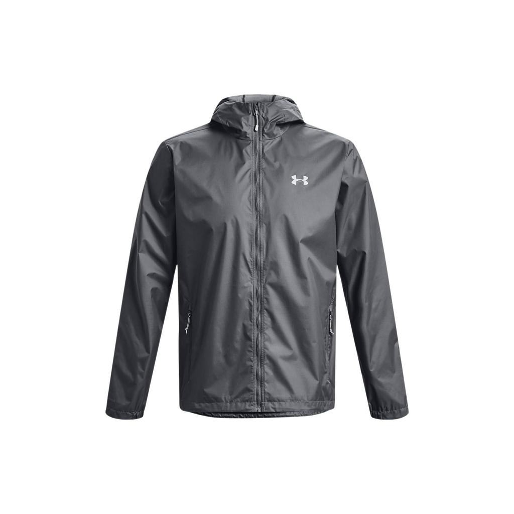 Under Armour Forefront Rain Logo Print Zip Hoodie Jacket Мужские куртки Персиково-серый 1321439-013