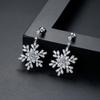 Light Luxury Christmas Snowflakes Earrings Silver Zircon Dangle Earrings Girl