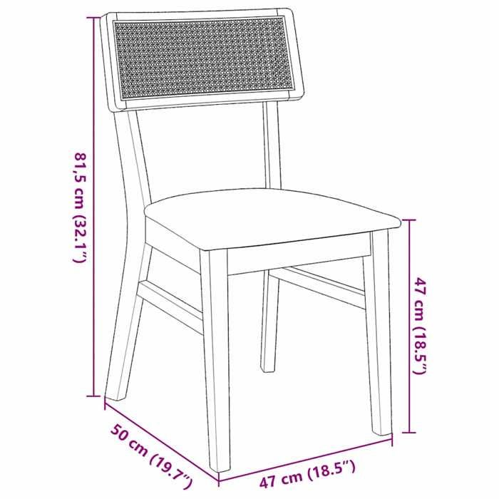 VidaXL Dining Chairs Cushions 2 Pcs Solid Rubber Wood, Dining Chair, Chair, Living Room Chair, Dining Chairs, 4102465