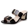 2024 Open Toe Women Chunky Heels Casual Women's Sandals Black White All-match Female Pumps Fashion Womens Sandals Buckle Shoes