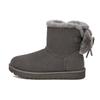 Classic Double Bow Mini Suede Warm Durable Non-Slip Short Snow Boots Women Boots Charcoal 1127130-CHRC