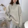 High Neck Casual Sweater Women Pullover Autumn and Winter New Loose Solid Long Sleeve Slouchy Top Long Sleeve Knitwear Sweater