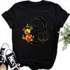 Custom Name Letter Combination Tops Fashion Women T-Shirt Rose Flower Heart Letter Font A B C D Short Sleeve Tees Black T-Shirt