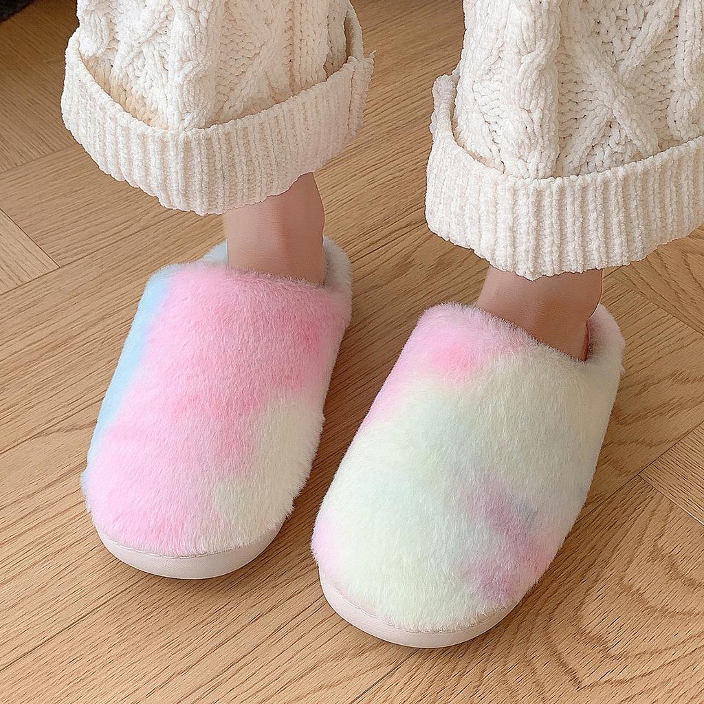 Fashion Shoes for Women Cute Home Platform Slippers Men Couples Winter Plush Slides Indoor Lovely Cotton Shoes Flat Fluffy Slippers