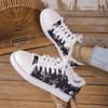 Large Size Flat-bottomed Graffiti Canvas Shoes Women's 2025 New Ethnic Style Lazy Canvas Shoes Lightweight Board Shoes