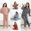 Autumn and Winter Warming Solid Thin Velvet Suit Women Thickened Homewear Coral Fleece Warm Casual Loose Large Size Pajamas