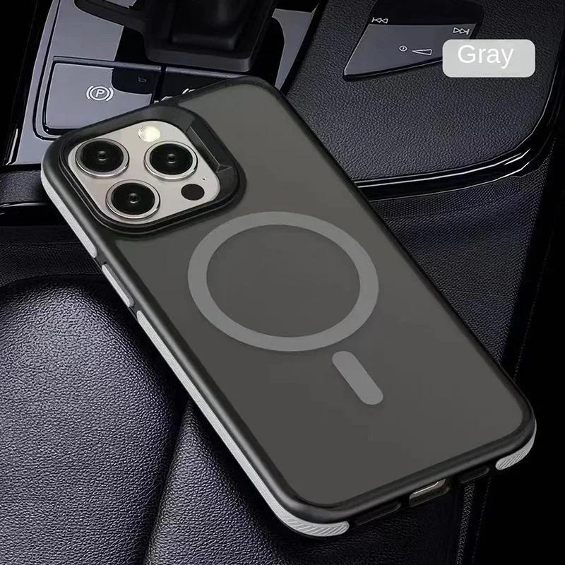 Luxury Matte Translucent Armor Case For iPhone 16 15 14 13 12 11 Pro Max Plus Magsafe Magnetic Wireless Charging Shockproof Cover