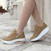 Autumn Running Shoes for Women Comfortable Leather Lace Up Wedges Platform Sneakers Women's Casual Shoes Vulcanized Shoes