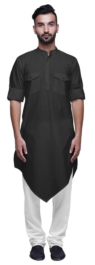 Atasi Long Sleeve Designer Kurta For Men Indian Cotton Casual Long Kurta