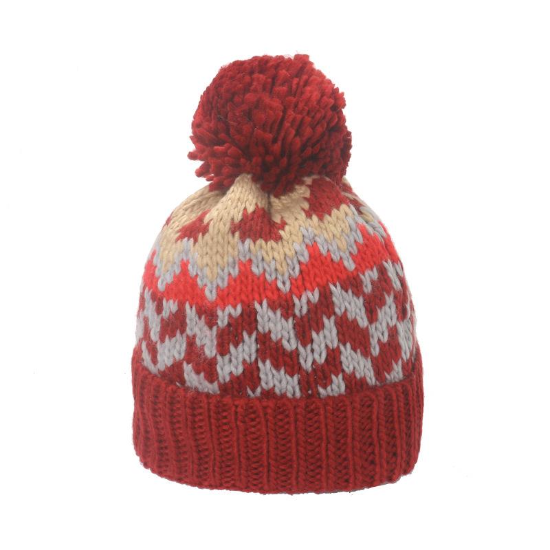 INS Trend Versatile Casual Knitted Hat Warm Acrylic Winter Hat Women's Geometric Wave Knitted Hat