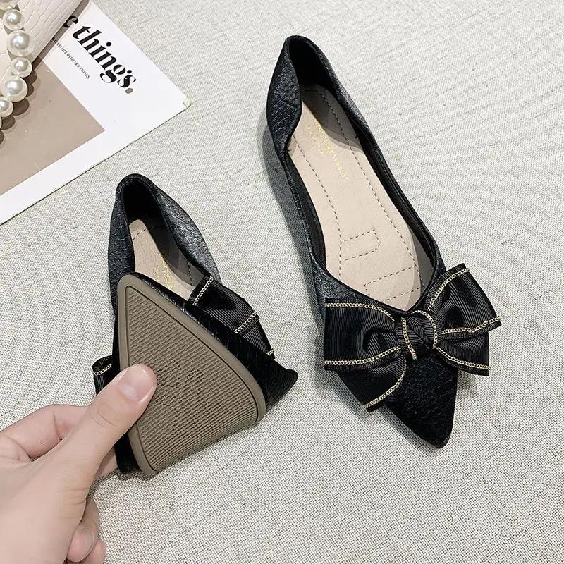 Woman Flats Non Slip Shoes for Women Fashion With Bow Stylish On Promotion Vacation High Quality a 2024 Summer Discount