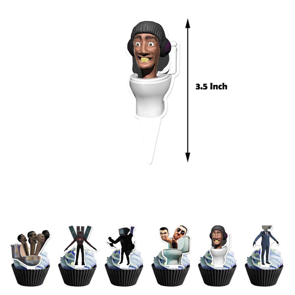 32pcs Skibidi Toilet Party Supplies Including Cake Topper Banner Balloons