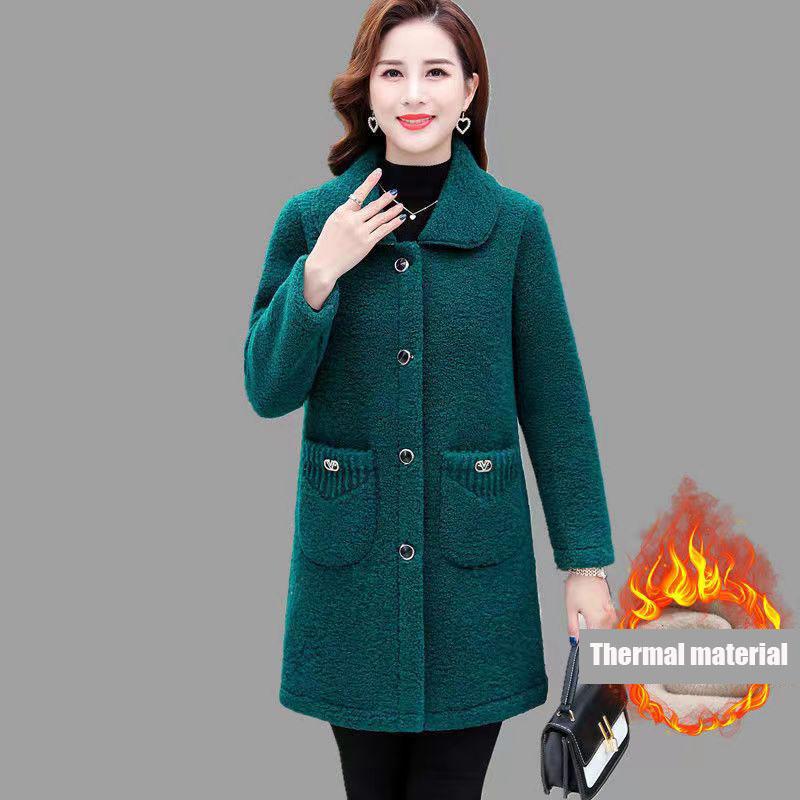 Women's Fleece Thickened Coat Winter Mid-length Coat