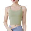 DAYCLOSET Yoga Top with Cross Back Tank Yoga121 Women's Cups, Top, Lightweight, Quick-Drying, Stretch, (LL, Green)