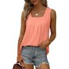 2024 Women's Sleeveless Square Collar Vest T-Shirt, Solid Color Swallowtail Suspenders Top
