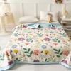 Colorful Floral Pattern Quilt 100% Cotton Plant Flowers Air Conditioning Quilted Quilt Home Travel Multifunction Thin Blanket