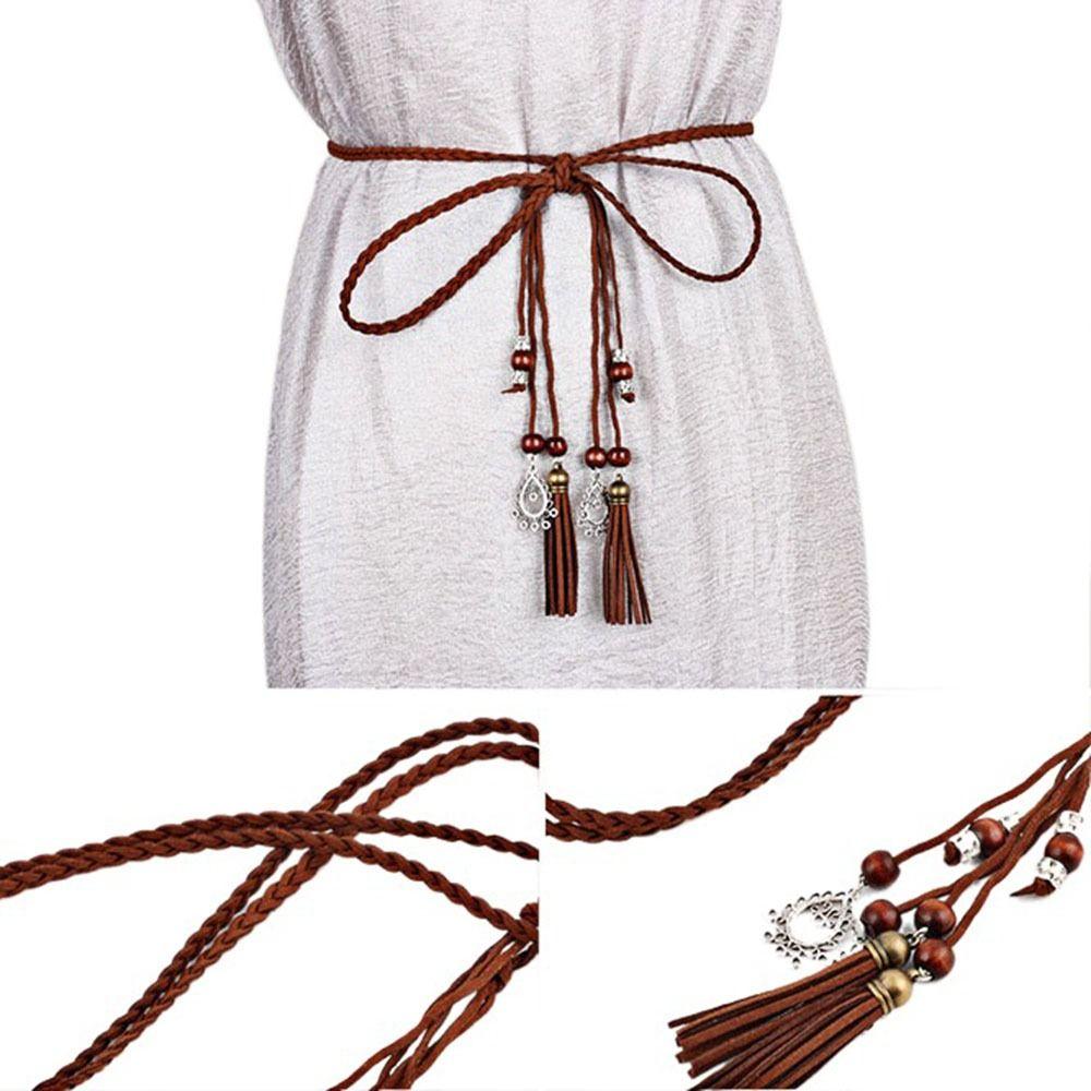 Style Waistband Knot Decorated Dress Accessories Tassles Belts Braided Belt Waist Chain Waist Rope