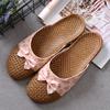Summer Men/Women Flat Slippers Casual Slides Floral Bow Linen Women Sandals Indoor Shoes