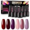 MAYJAM 6Pcs Nail Gel Polish Kit Soak Off UV Nail Lamp 8ML Purple Pink Red Gel Polish Nail Art Gel DIY Manicure Kit Beauty Gifts Nail Care