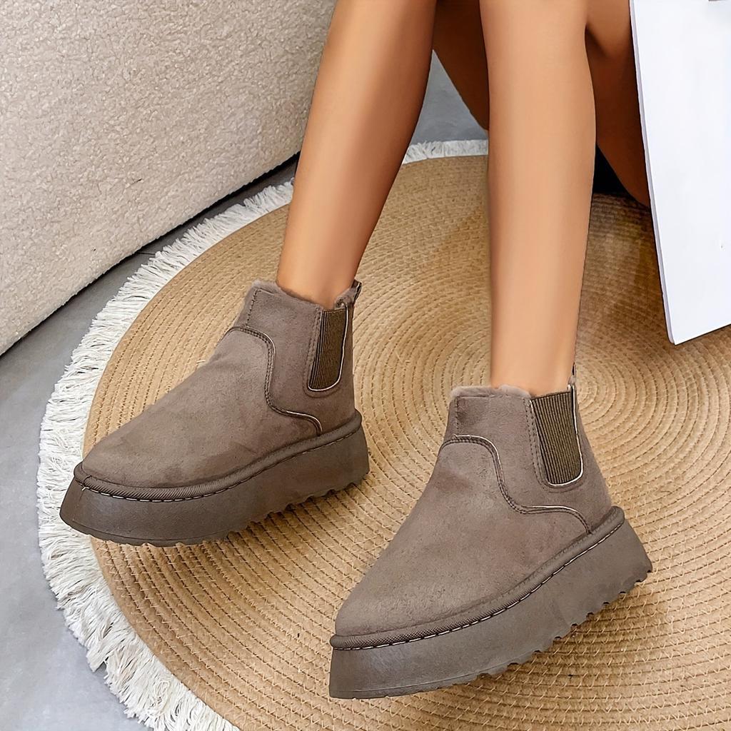 2024 Autumn/Winter New Women's Thick Soled Snow Boots Cotton Shoes with Velvet Inner Round Head Sleeve Foot Cotton Boots