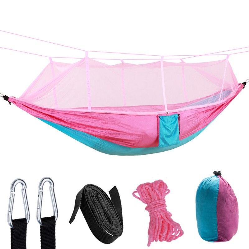 Outdoor Mosquito Net Hammock Camping Ultra Light Nylon Double Portable Hammock For Indoor, Camping, Camping, Travel, Yard, Beach