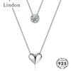 Lindon Fashion Copper Jewelry Pendants Heart-shaped Double Necklace for Women Zircon Gemstone Pendant Wedding Party Gift