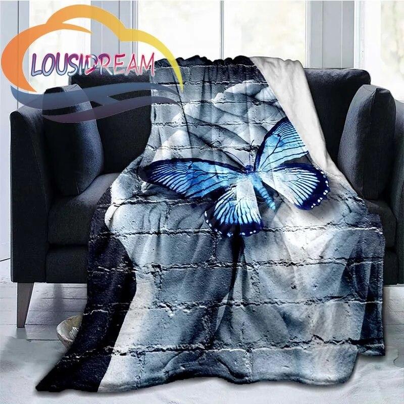 Colour Butterfly  Four Seasons Flower Flannel Blanket Warmth Soft Plush Sofa Bed Throwing   Fluffy