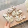 2024 Girl Princess Dress Sandals Children's Summer Sandals Luxury Pearl Bowtie Kids Causal Wedding Party Flat Sandals Cut-outs