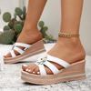 Fashion Summer Flowers Decor Wedge Heel Sandals for Women Fashion Chunky Platform Slippers Woman Comfort Thick Sole Sandalias Mujer 2025