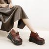 Retro Thick Bottom Round Toe Ankle Boots Genuine Leather Women's Wedges Shoes