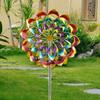 Colorful Flower Wind Spinner with Stake Weather-proof Outdoor Garden Yard Lawn Metal Rotary Windmill Ground Spike Decoration