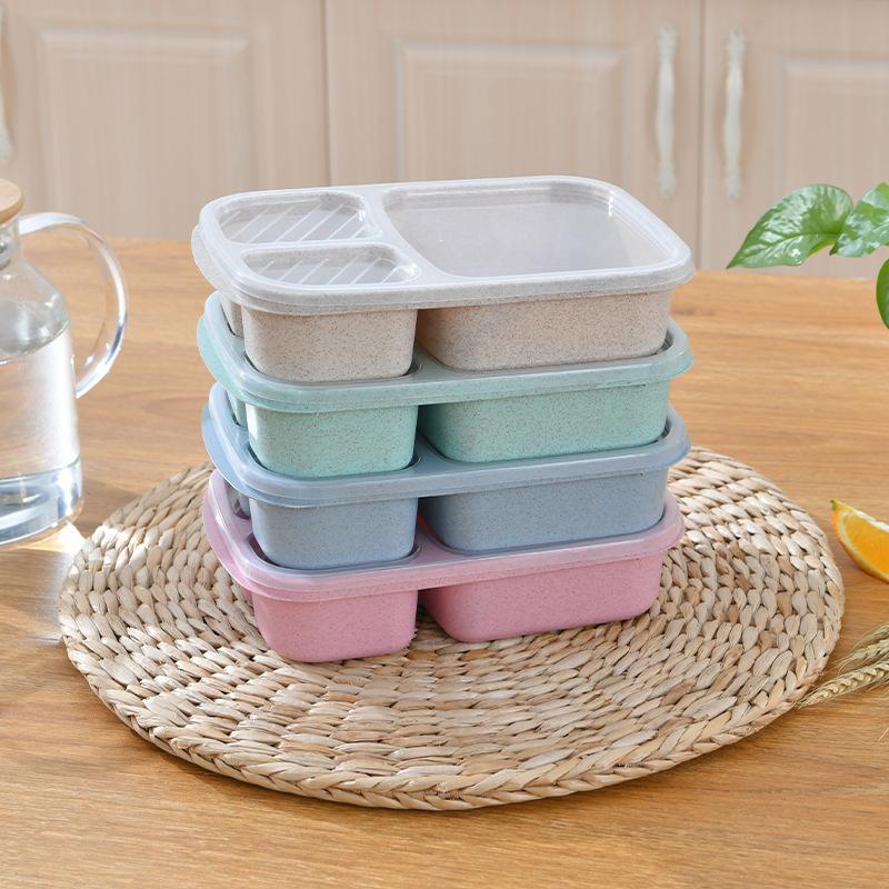 Wheat Straw Lunch Box Microwave Compartment Dinnerware Food Storage Container Lunch Box for Kids Healthy BPA Free Bento Boxes