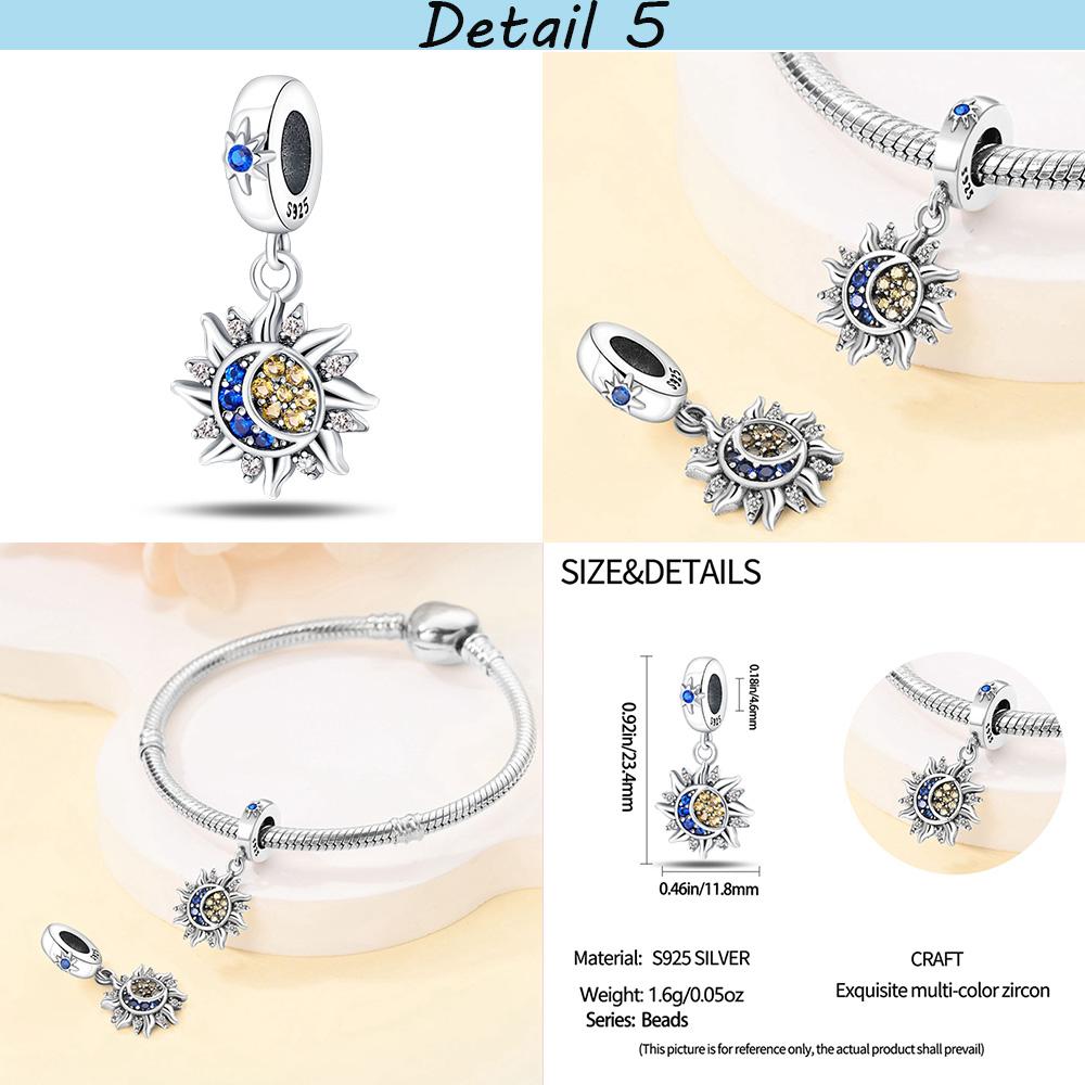 925 Sterling Sliver Blue Charms Camera Moon Glass Snowflake Beads Pendant Fit Bracelets Fine Diy Jewelry Making