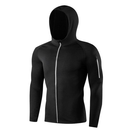 Men Full Zip Hoodie Quick-Dry Sweatshirt with Reflective Strip Zipper Sports Jacket Hoodie for Running Fitness Golfing