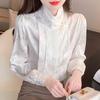 Autumn Fashion New 2024 Long Sleeve Stand Collar Chinese Style Chiffon Blouse Shirt Women Tops Blouses Shirts J437